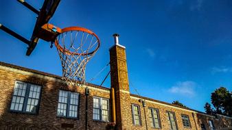 basketball hoop on the playground in the school yard
