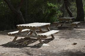 a bench with a table for relaxation