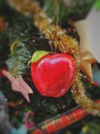 red apple with decorations view