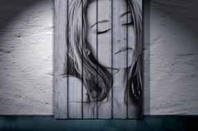 portrait face stage boards black and white