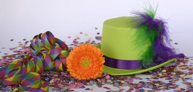 colorful feather flower hat