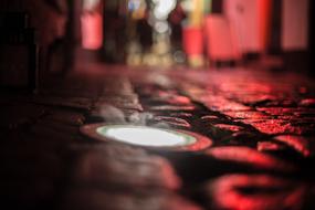 Beautiful pavement view with colorful bokeh lights