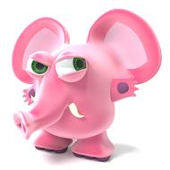 cartoon pink elephant on white background