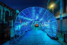 Decorative Christmas tunnel in Norwich, England