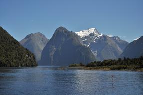 landscape of Milford lake and mountains in New Zealand