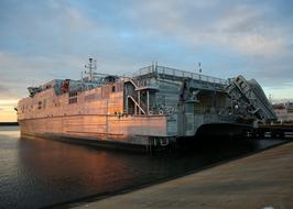 a big ship on the pier