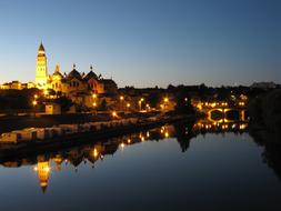 beautiful city in the streetlights