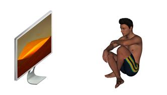 clipart of painted young man in front of tv