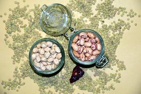 Healthy beans in a glass jar