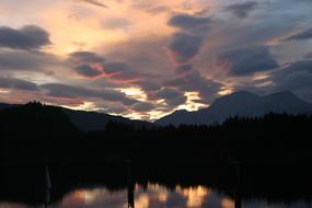 A beautiful sunset with black silhouettes