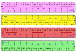 Colorful ruler with the markers and numbers, at white background, clipart