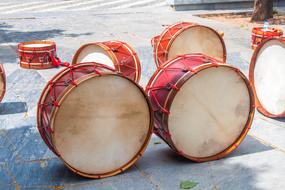 red drums on the street