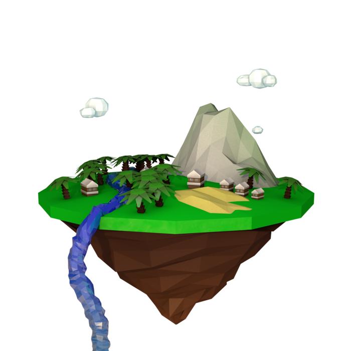 an island with a volcano in the air