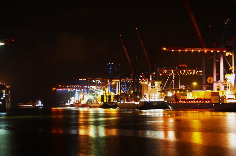burning lights in the sea