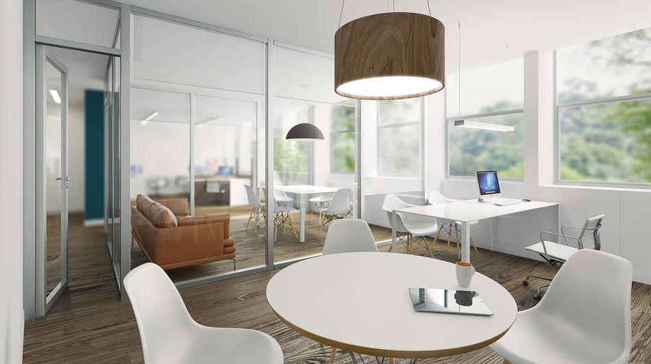 office minimal white render 3d