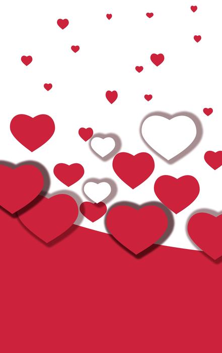 The background of the heart is red