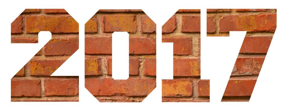 2017, digits with brick wall texture