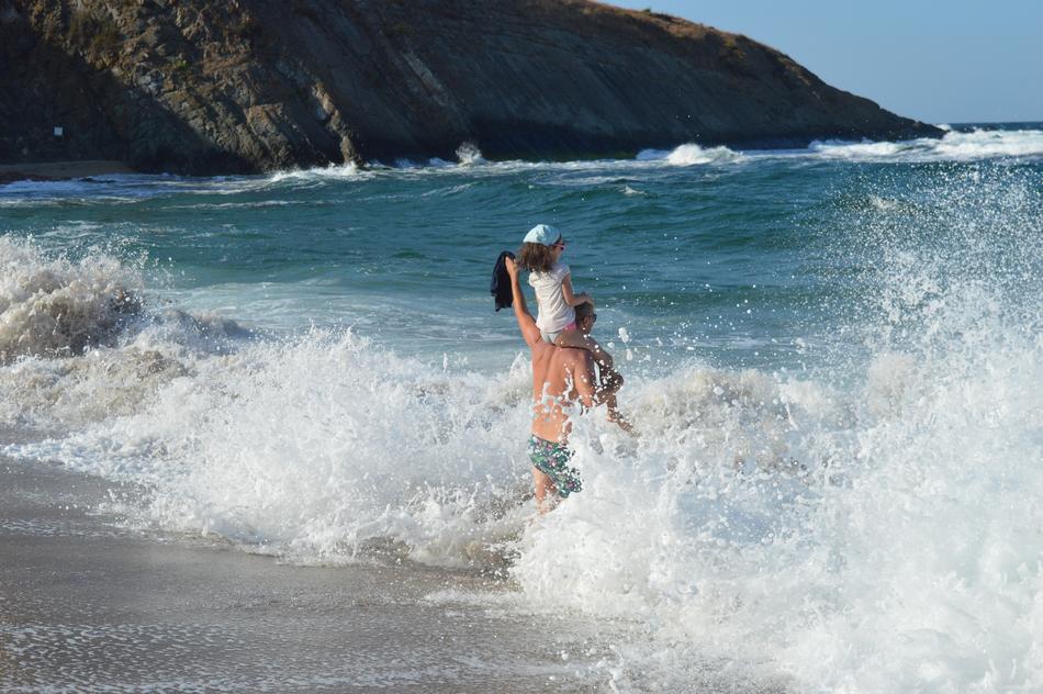 happy family by the sea