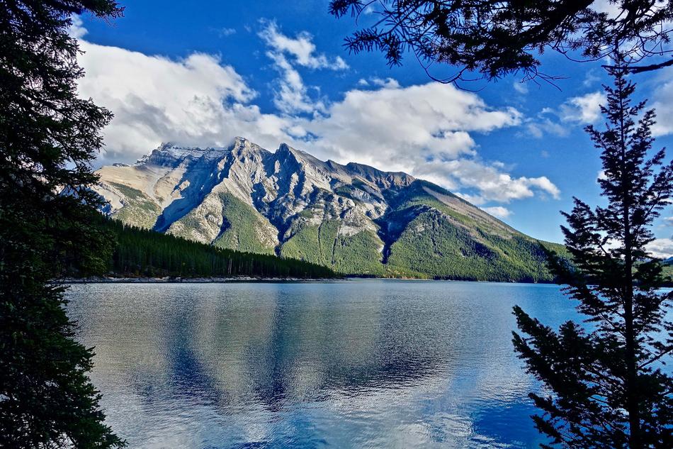 beautiful mountain by blue lake