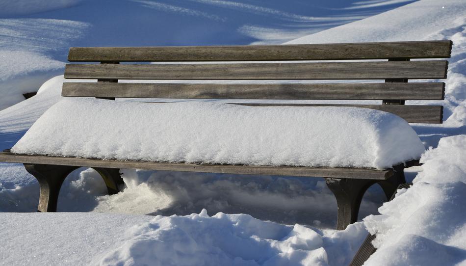 snow bench outside