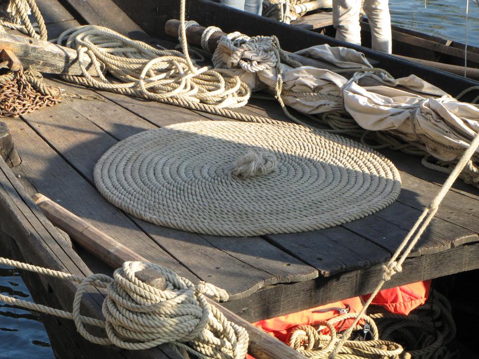 fishing boat with a rope