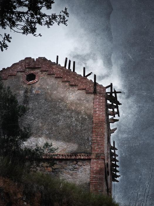 stormy sky over the old ruins