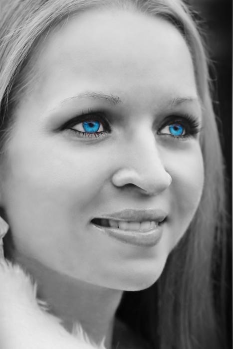 The girl has bright eyes