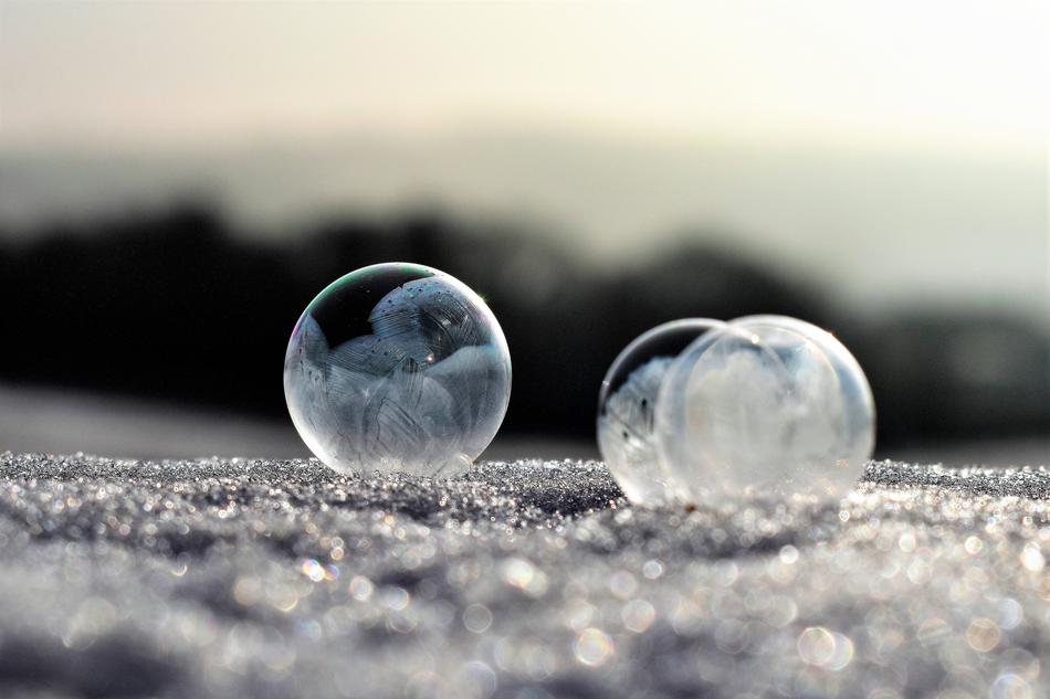 Soap Bubbles Frozen Frost