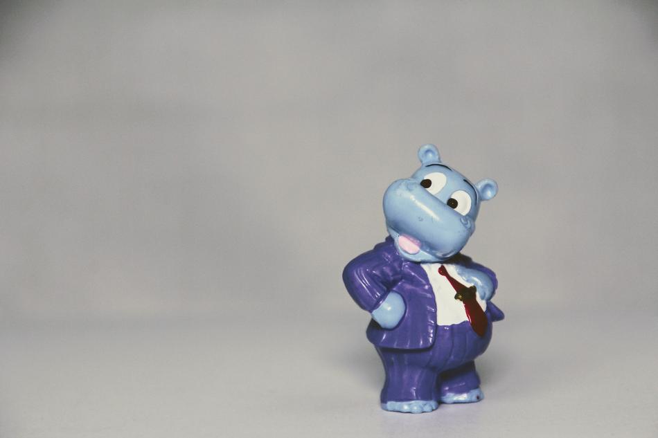 funny hippo in a suit