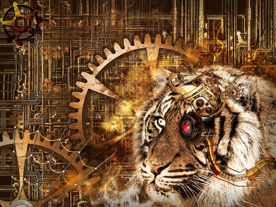 tiger head steampunk