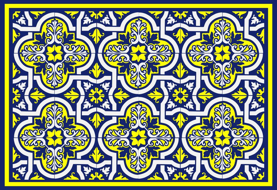 an old carpet with colored patterns