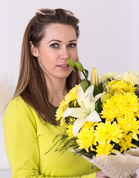 portrait of Girl with Flowers yellow