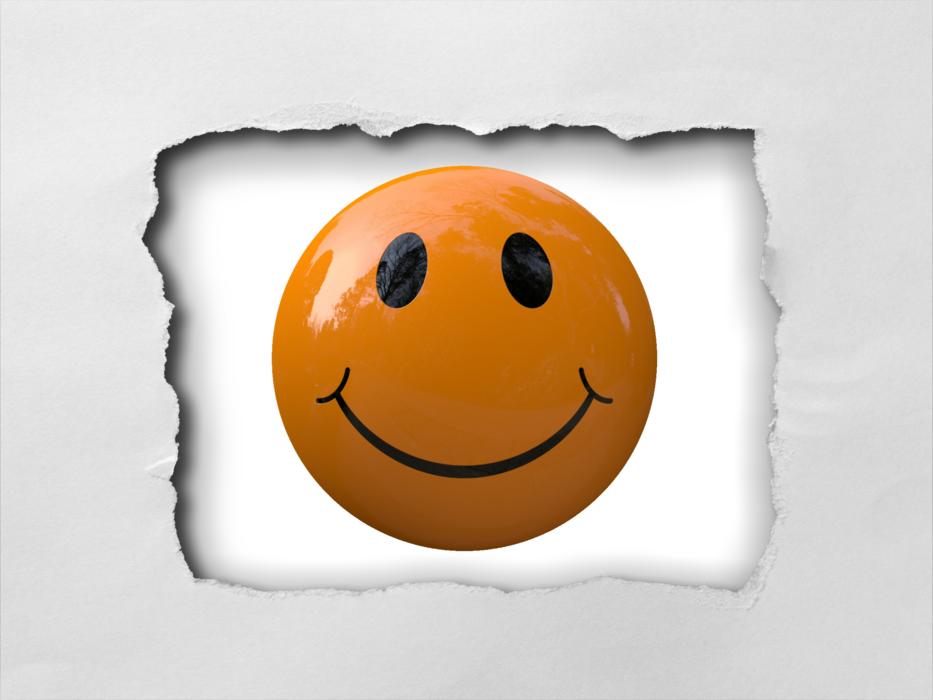 orange smiley face on a white background