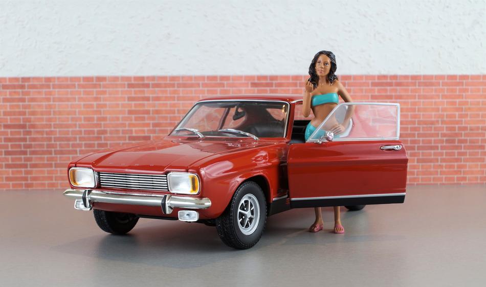 red car with a girl
