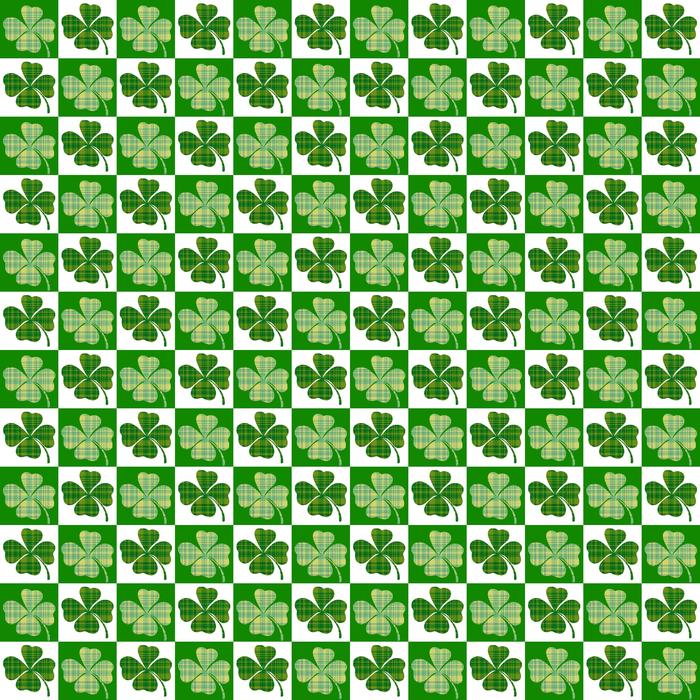 shamrock, checkered background for st patrickâs day