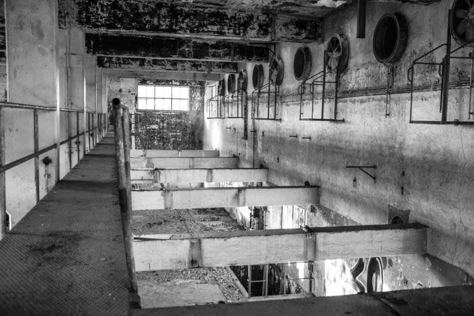 Abandoned Ruin Factory black and white