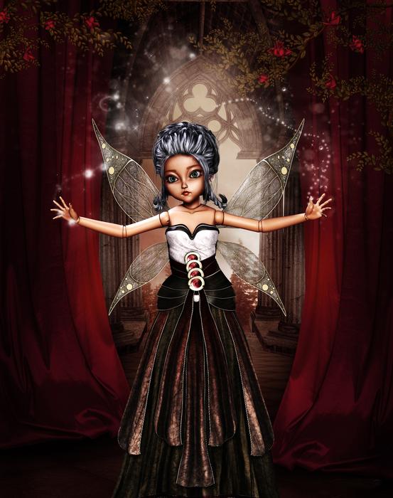 doll fairy hair wings melancholy