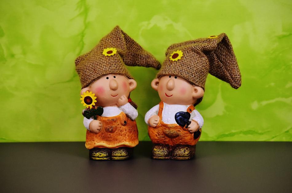 funny gnomes on a green background