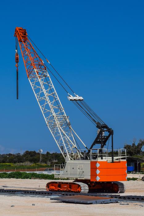big crane on a blue background