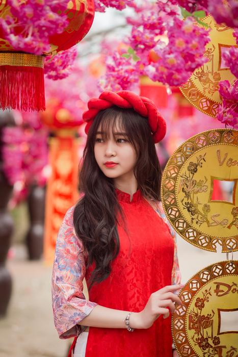 Vietnamese Portrait Girl in red