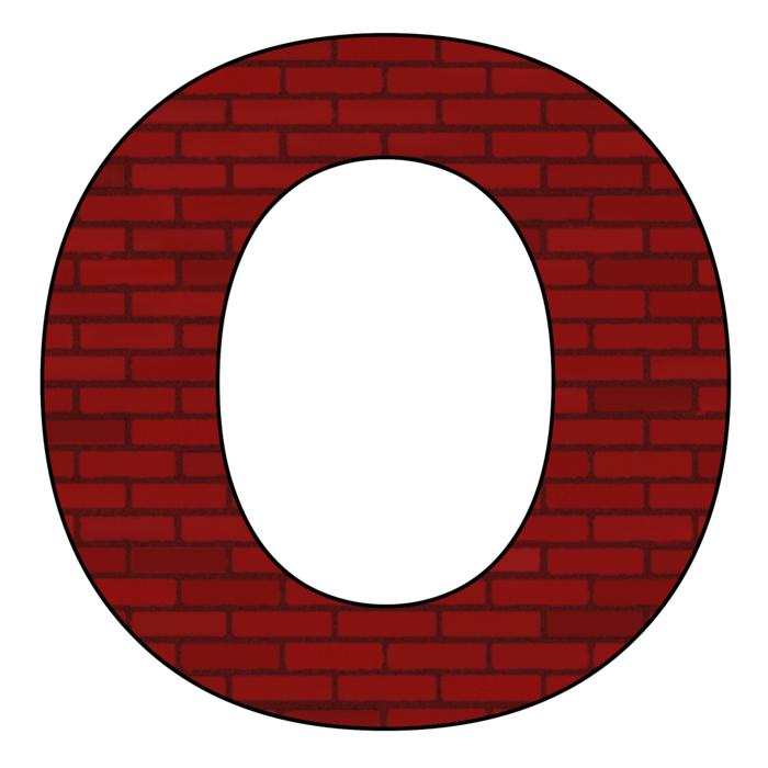 the letter o in red brick
