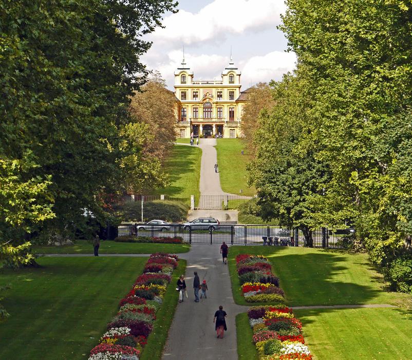 street with people in the park