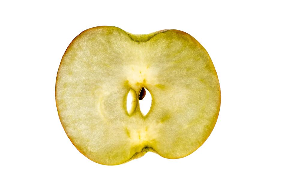 apple slice with a seed