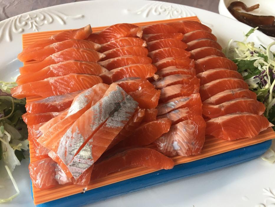 red fish pieces sliced