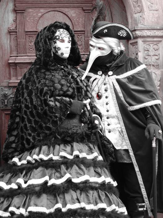costumed men outside the castle