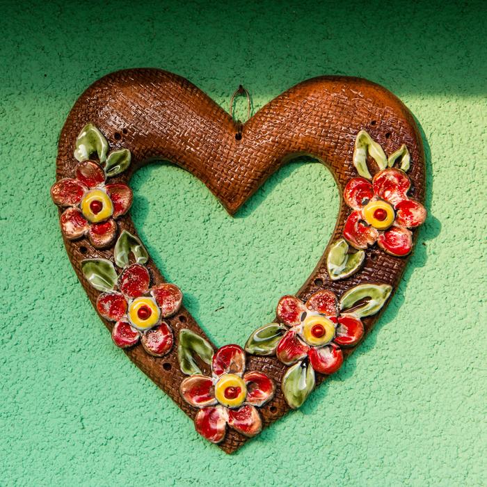 wooden heart with flowers