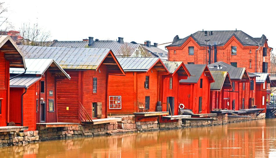 colored lake houses