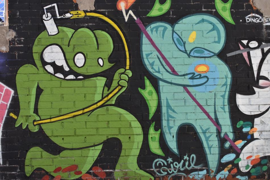 street graffiti on the wall is funny