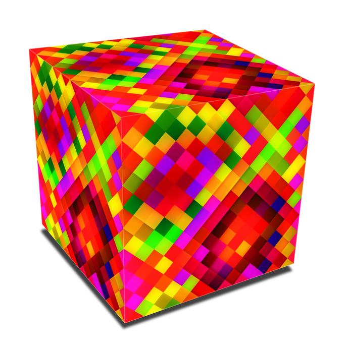 colored cube in squares