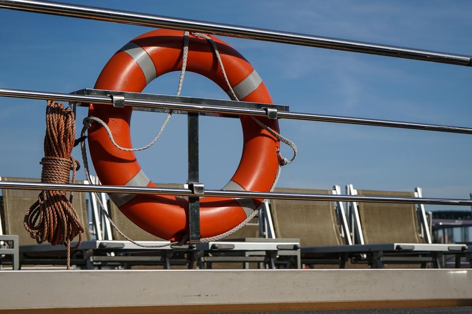 an orange circle on the background of the ship